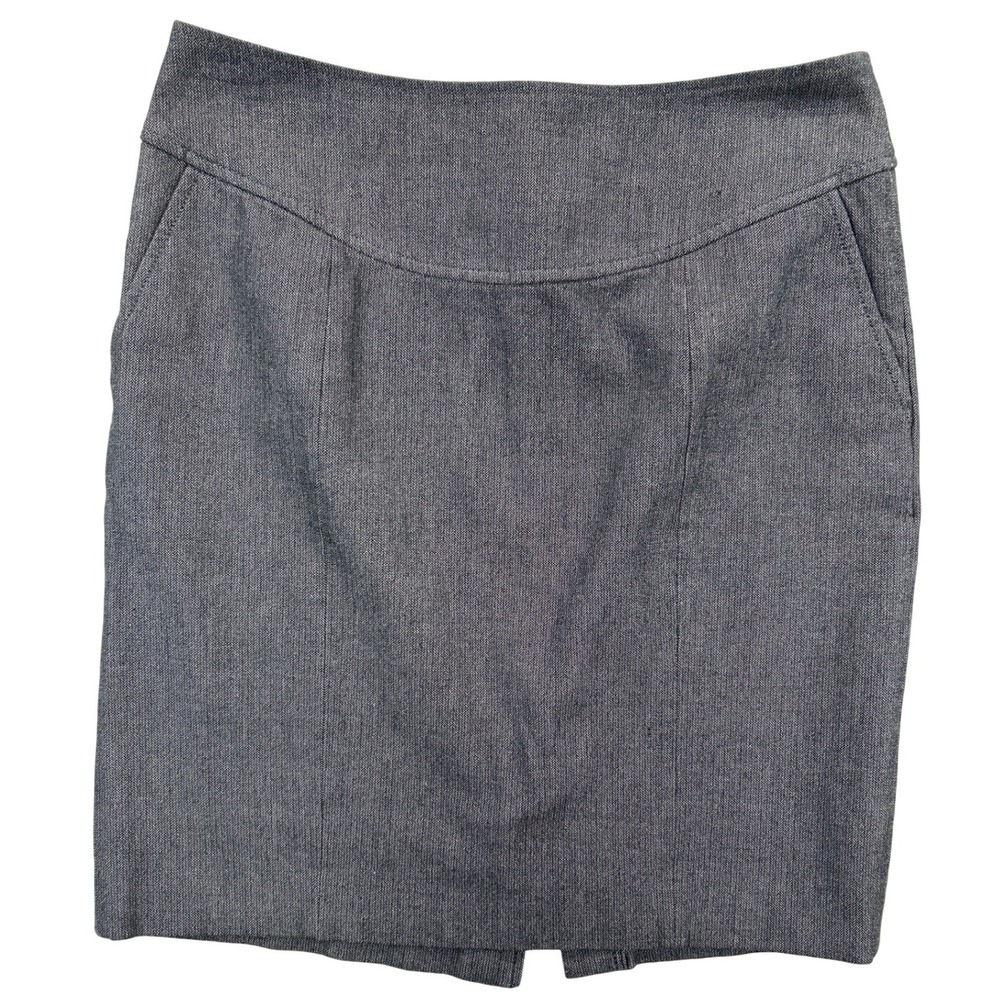 Banana Republic Pencil Skirt Womens 10 Grey Charcoal Herringbone Zip Back